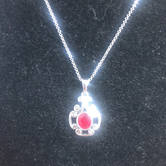 Lia Sophia SiverTine Faux Garnet Or Ruby Necklace - Picture 2 of 4